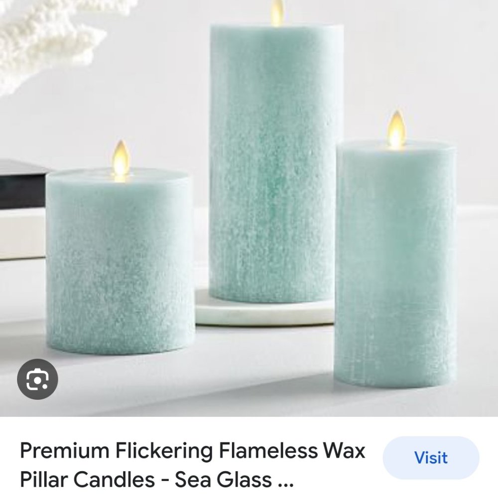 Coastal Pottery Barn Sea Glass Flameless Candle